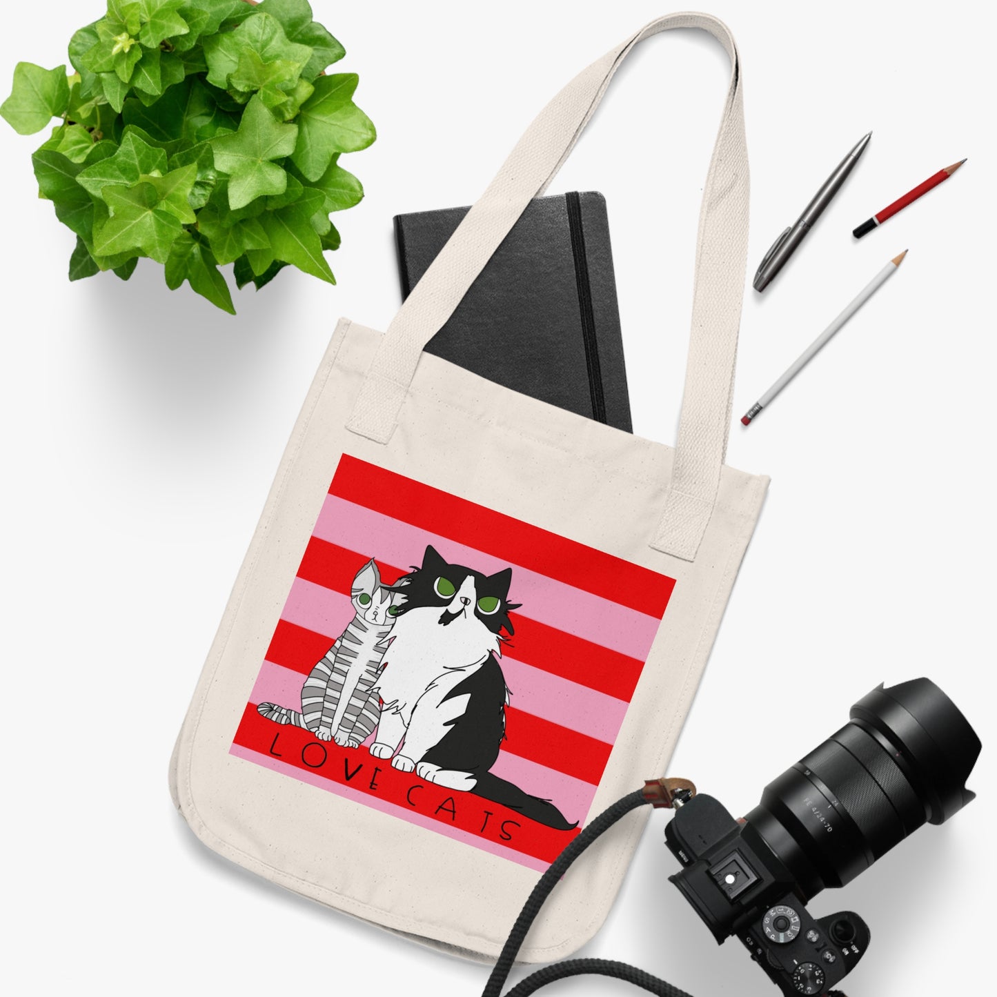 Love Cats Organic Canvas Tote Bag