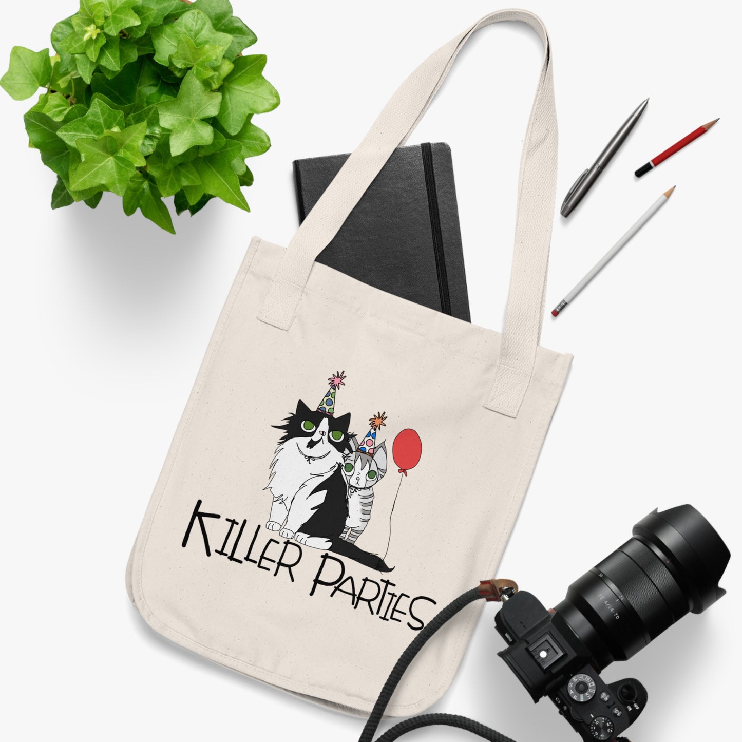 Killer Parties Cat Organic Canvas Tote Bag