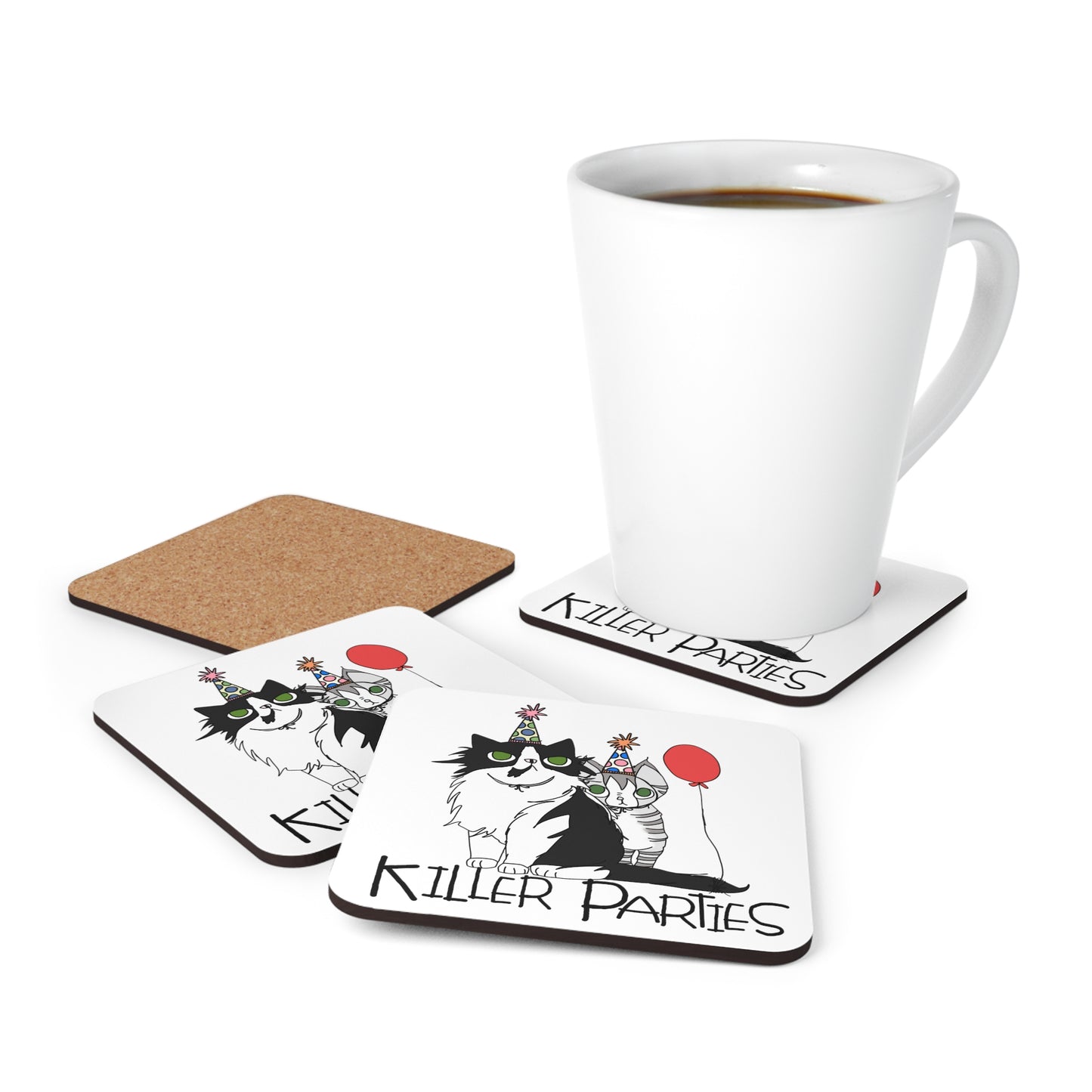 Killer Parties Cats 4 piece Coaster Set