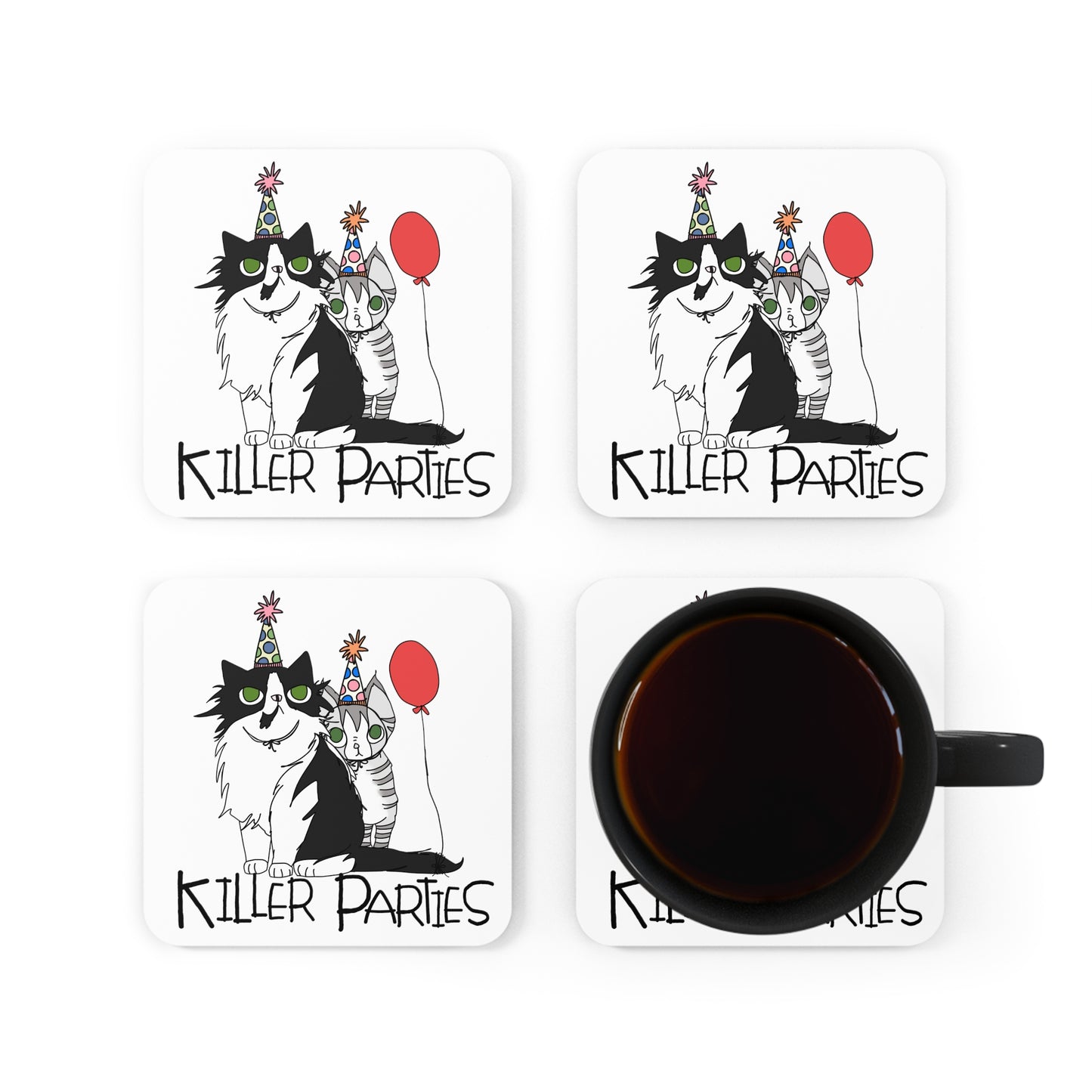 Killer Parties Cats 4 piece Coaster Set